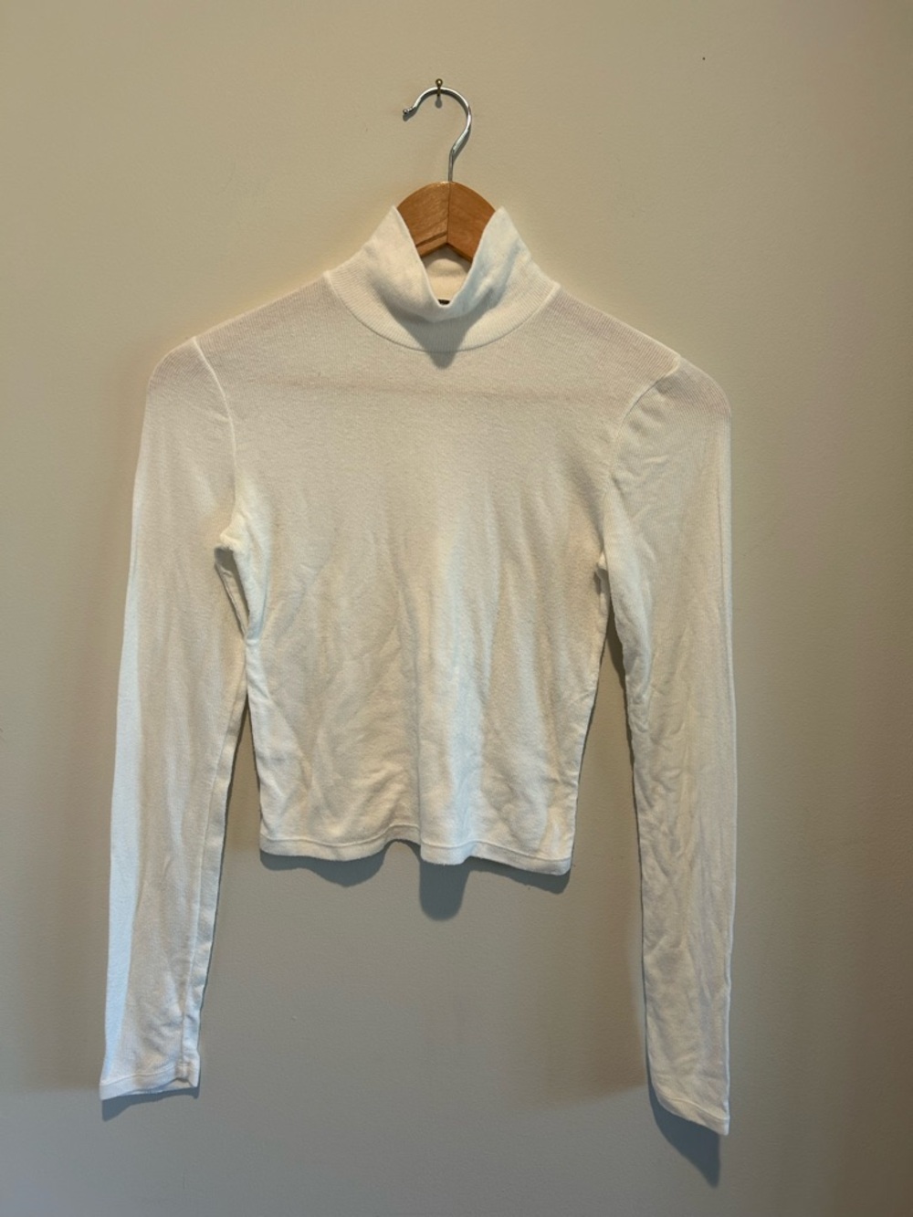 Aritzia Wilfred Ivory Slim Cropped Turtleneck